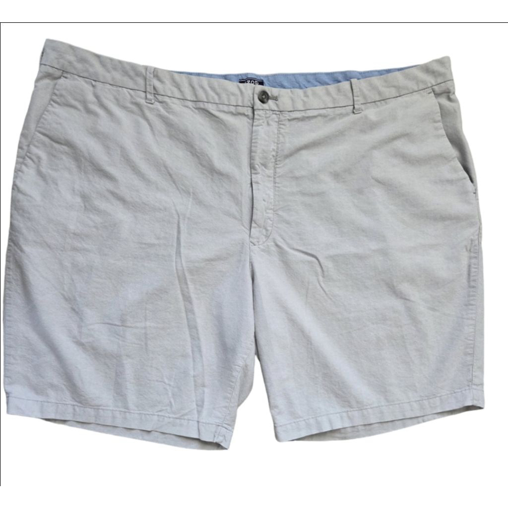 Men's IZOD Flat Front Shorts Waist 50 gray with Blue Accents